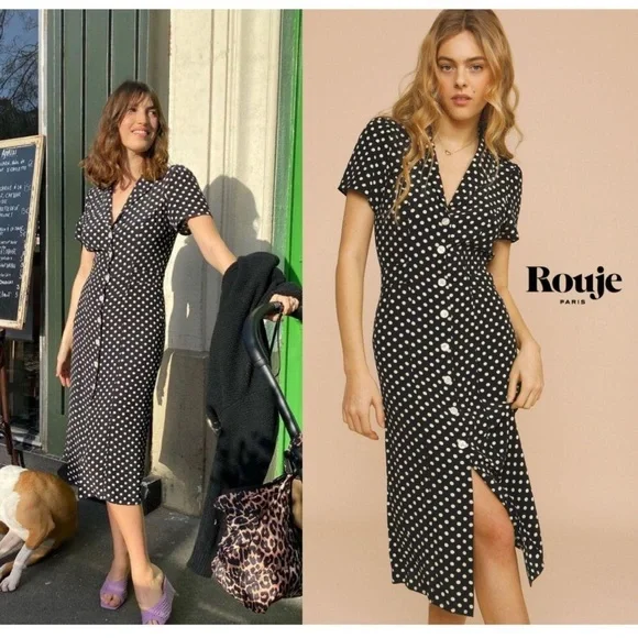 Rouje Marin Dress in black and white polka dot - Picture 2 of 3